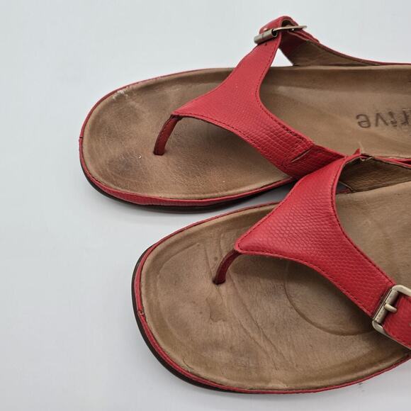 Strive Sandals Women 8.5 9 Flip Flop Thong Red Terracotta Alba Buckle Shoes Toe - Picture 8 of 11